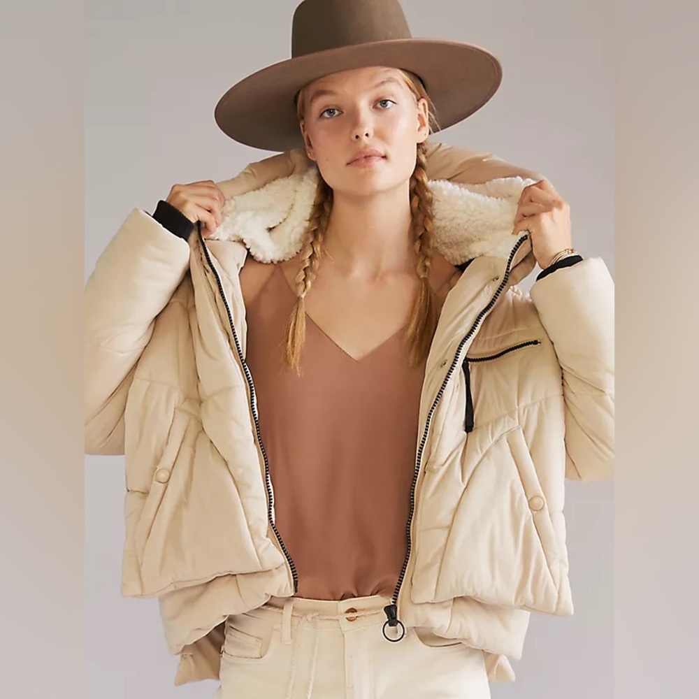 2 for $20😍 Anthropologie Avec Les Filles Sherpa-Lined Hoodie Puffer Jacket – XS